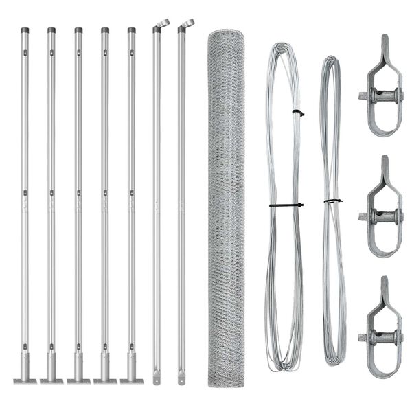 vidaXL St&acirc;lp de gard. Argintiu 10 x 1,6 m (plasă de 25 mm) Oțel