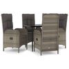 vidaXL Set mobilier grădină cu perne, 5 piese, negru și gri, poliratan