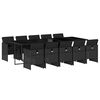 vidaXL Set mobilier de exterior cu perne, 11 piese, negru, poliratan
