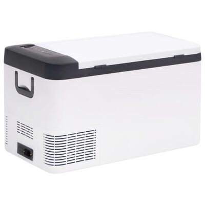 vidaXL Cutie frigorifică cu mâner și adaptor negru&alb 25 L PP și PE