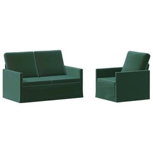 vidaXL Set de canapea 2 pcs Verde &icirc;nchis Catifea