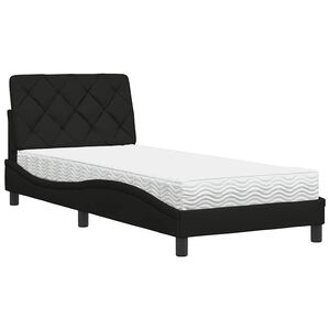 vidaXL Pat cu saltea, negru, 80x200 cm, textil