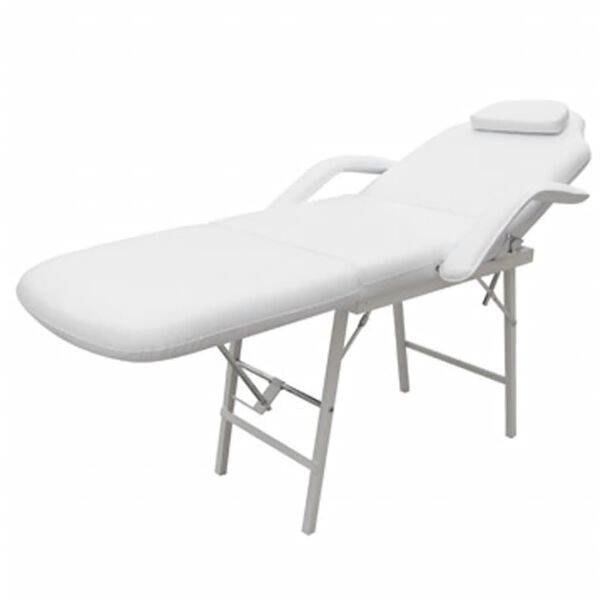 vidaXL Scaun tratament facial, piele artificială, 185x78x76 cm, alb