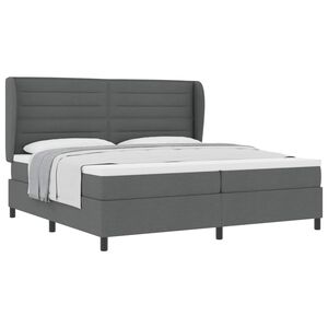 vidaXL Pat cu arcuri cu saltea Gri &icirc;nchis 200 x 200 cm țesătură