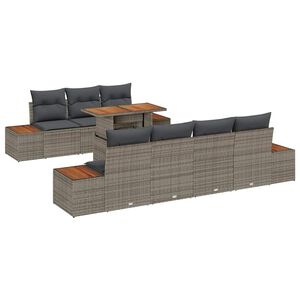 vidaXL Set de canapele pentru grădină cu pernă 8 pcs Gri Rattan poli