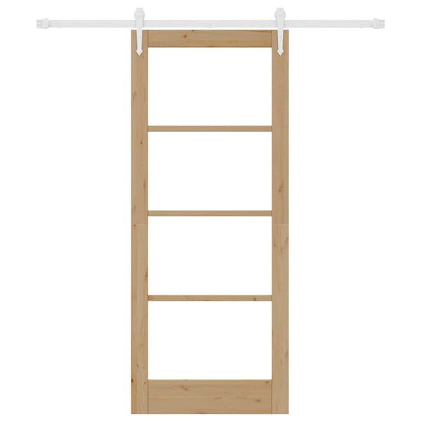 vidaXL Ușă glisantă natural 83 x 202 cm Lemn masiv de pin și sticlă