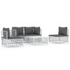vidaXL Set mobilier de grădină, 5 piese, cu perne, alb, oțel