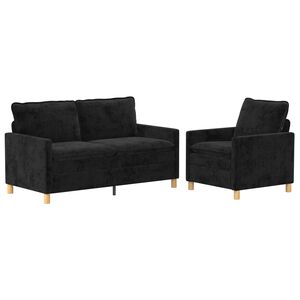 vidaXL Set de canapea 2 buc. Negru Poliester
