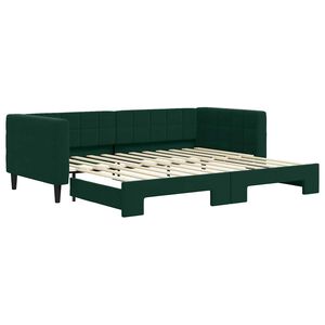 vidaXL Pat de zi cu extensie, verde &icirc;nchis, 90x200 cm, catifea