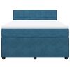 vidaXL Pat box spring cu saltea, albastru, 160x200 cm, catifea