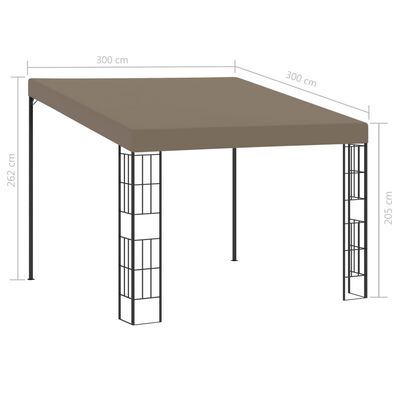 vidaXL Pavilion montat pe perete, gri taupe, 3 x 3 m, material textil