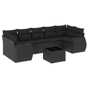 vidaXL Set mobilier de grădină cu perne, 8 piese, negru, poliratan