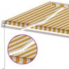 vidaXL Copertină retractabilă manual cu LED, galben și alb, 500x300 cm