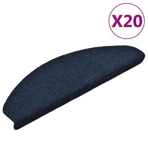 vidaXL Covorașe autoadezive pentru scări, 20 buc., 65x21x4 cm, bleumarin, semirotunde, mari