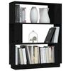 vidaXL Bibliotecă/Separator cameră, negru, 80x25x101 cm lemn masiv pin
