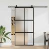 vidaXL Ușă glisantă cu set de feronerie neagră sticlă securizată