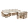 vidaXL Set de canapele de exterior 9 pcs Alb Natural și Crem Poliester