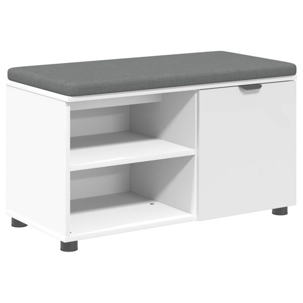 vidaXL Bancă pentru hol cu pernă cu raft cu ușă Alb 80 x 38 x 46 cm