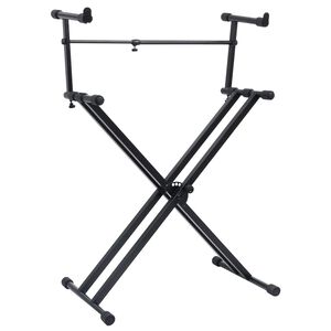 vidaXL Set suport dublu claviatură, cadru &icirc;n formă de X, negru