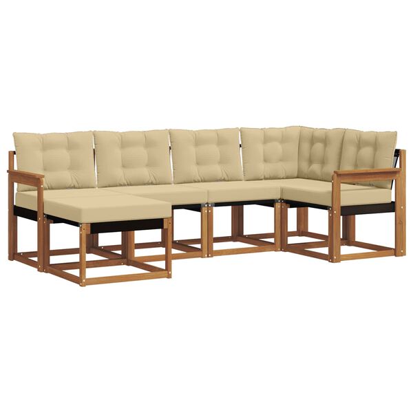 vidaXL Set de canapele de exterior cu pernă 6 pcs Natural și Bej