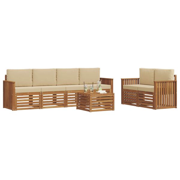 vidaXL Set de canapele de exterior Natural și Bej Lemn Solid de Acacia