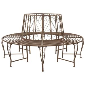 vidaXL Bancă cu arbori 8-Număr de locuri &Oslash; 160 x 89 cm Oțel Maro Antic