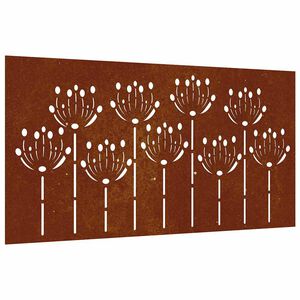 vidaXL Decorație perete de grădină 105x55 cm design flori oțel Corten