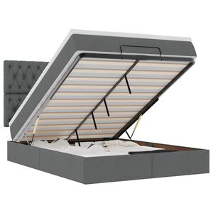 vidaXL Cadru pat otoman cu saltea țesătură gri &icirc;nchis 140x190cm