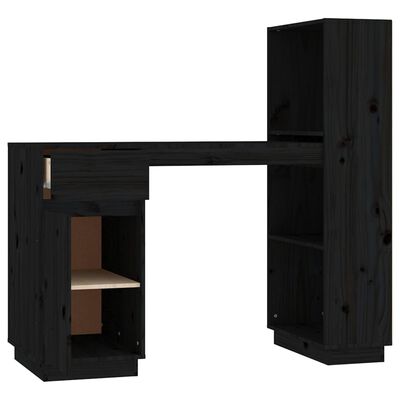 vidaXL Birou, negru, 110x53x117 cm, lemn masiv de pin