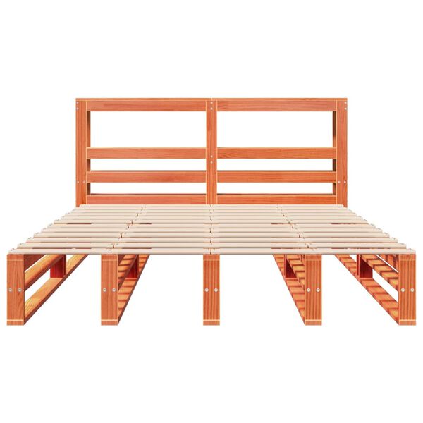 vidaXL Cadru de pat fără saltea, maro ceruit 140x200 cm lemn masiv pin