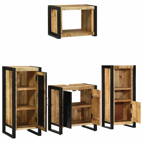 vidaXL Set de mobilier pentru baie cu sertar 4 pcs Lemn de mango solid