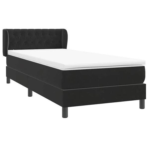 vidaXL Pat box spring cu saltea, negru, 80x220 cm, catifea