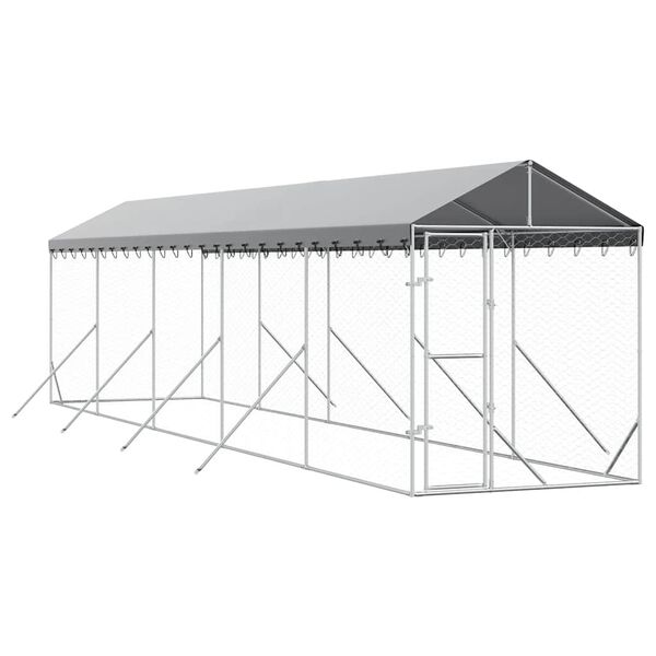 vidaXL Padoc exterior cu acoperiș argintiu 2x10x2,5 m oțel galvanizat