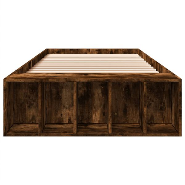vidaXL Cadru de pat, stejar fumuriu, 75x190 cm, lemn prelucrat