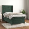 vidaXL Pat box spring cu saltea, verde &icirc;nchis, 90x190 cm, catifea