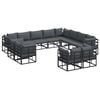 vidaXL Set de canapele pentru grădină cu pernă 12 pcs Negru Aluminiu