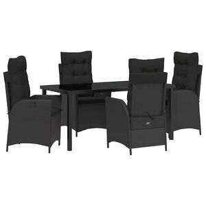 vidaXL Set de masă pentru grădină cu pernă 5 pcs Negru poliratan