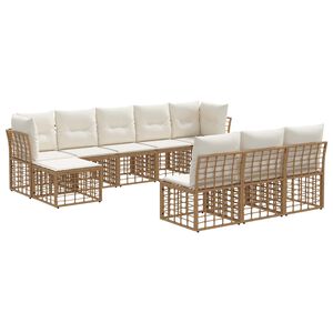 vidaXL Set de canapele de exterior Alb Natural și Crem Poliester