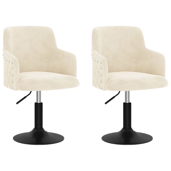 vidaXL Scaune de bucătărie pivotante, 2 buc., crem, catifea