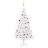 vidaXL Brad Crăciun pre-iluminat artificial set globuri alb 210 cm PVC