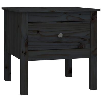 vidaXL Masă laterală, negru, 50x50x49 cm, lemn masiv de pin