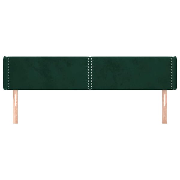 vidaXL Tăblie de pat cu aripioare verde &icirc;nchis 203x16x78/88 cm catifea