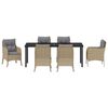 vidaXL Set de masă pentru grădină cu pernă 7 pcs Bej poliratan