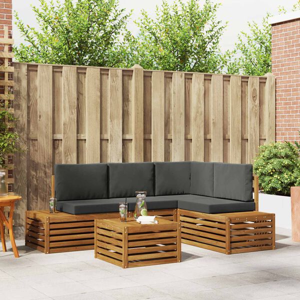 vidaXL Set de canapele de exterior 5 Bucată Natural și Antracit