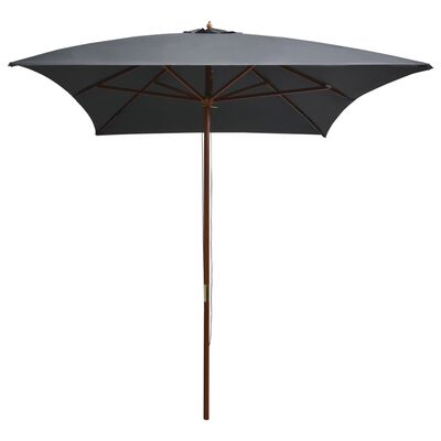 vidaXL Umbrelă de soare exterior, stâlp lemn, 200x300 cm, antracit