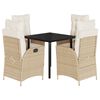 vidaXL Set mobilier de grădină cu perne, 5 piese, bej, poliratan