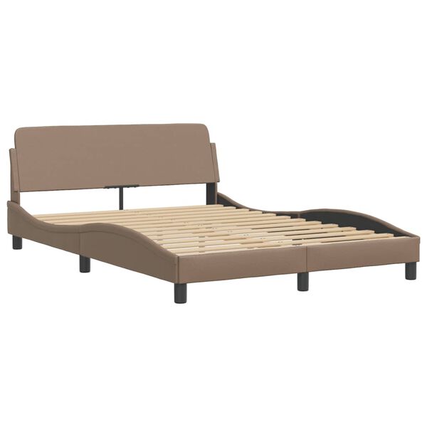 vidaXL Pat, Viana, cu saltea, cappuccino, 140x190cm piele ecologică