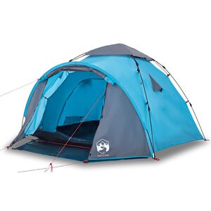 vidaXL Cort de camping cupolă 3 persoane, setare rapidă, albastru