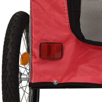 vidaXL Remorcă bicicletă animale companie, roșu/gri textil oxford/fier