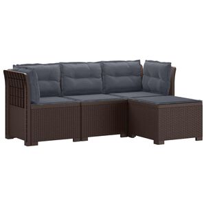 vidaXL Sofa de Grădină 4-Locuri cu Perne Aspect Ratan PP Maro